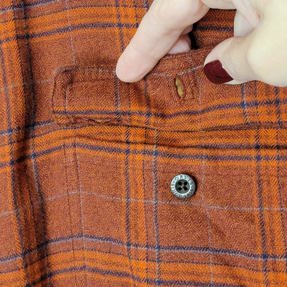 Men's Orvis Perfect Flannel Shirt Orange Plaid - L - Picture 9 of 15